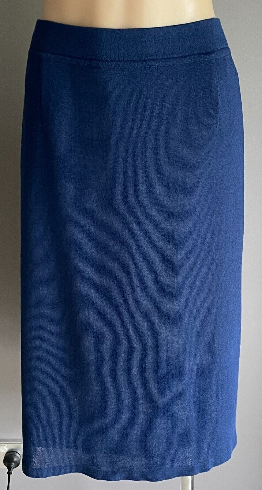 SPINELLI Blue Stretch Straight Skirt Elastic Waist Knee Length Size 16 Vintage