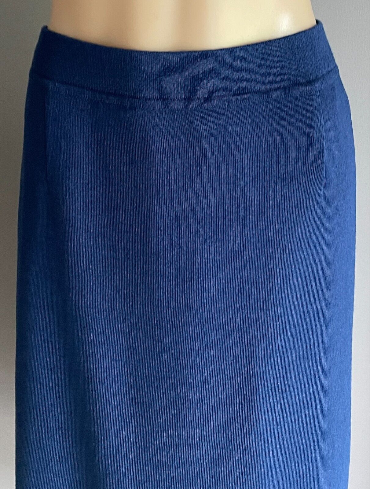 SPINELLI Blue Stretch Straight Skirt Elastic Waist Knee Length Size 16 Vintage
