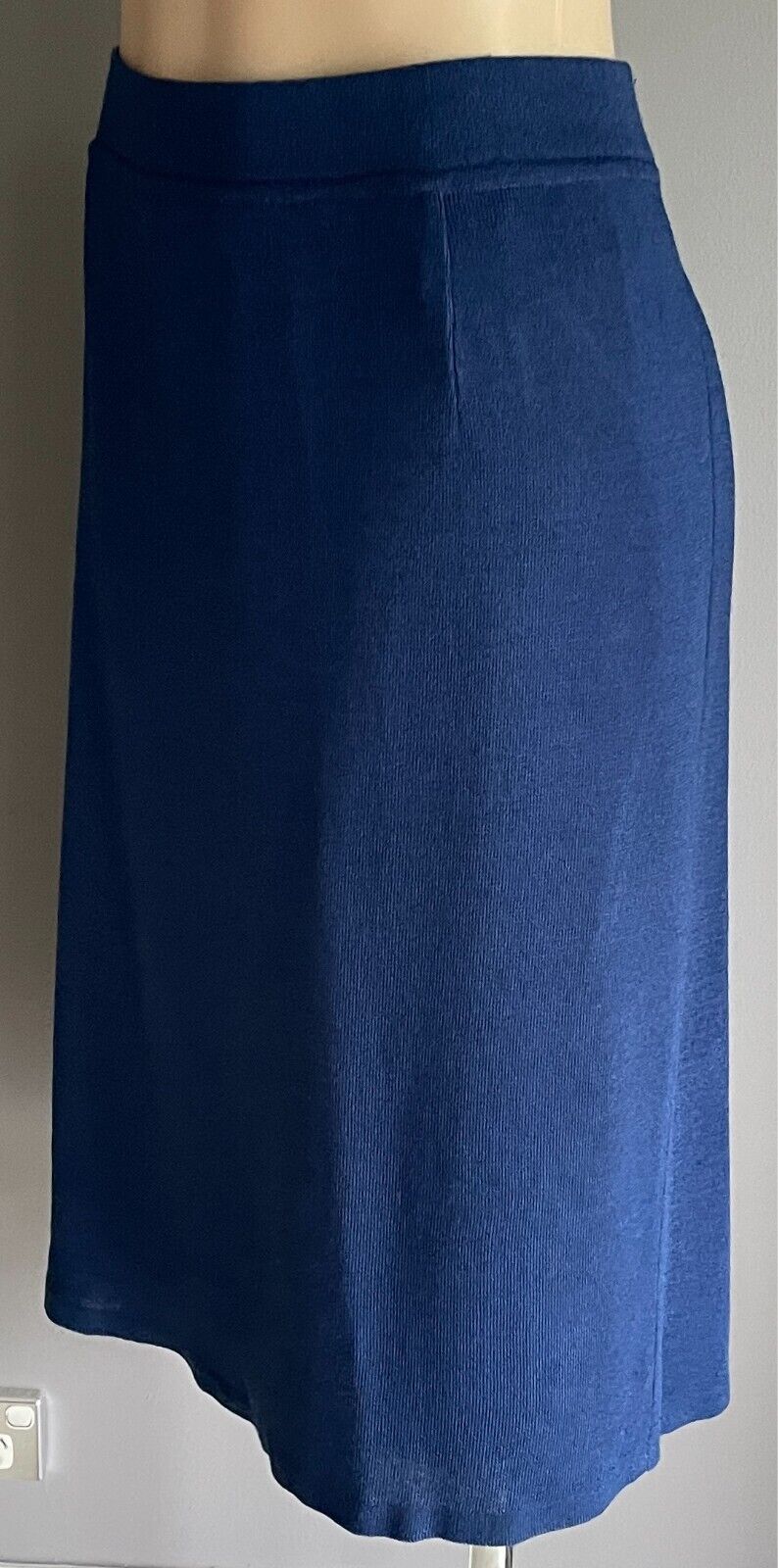 SPINELLI Blue Stretch Straight Skirt Elastic Waist Knee Length Size 16 Vintage