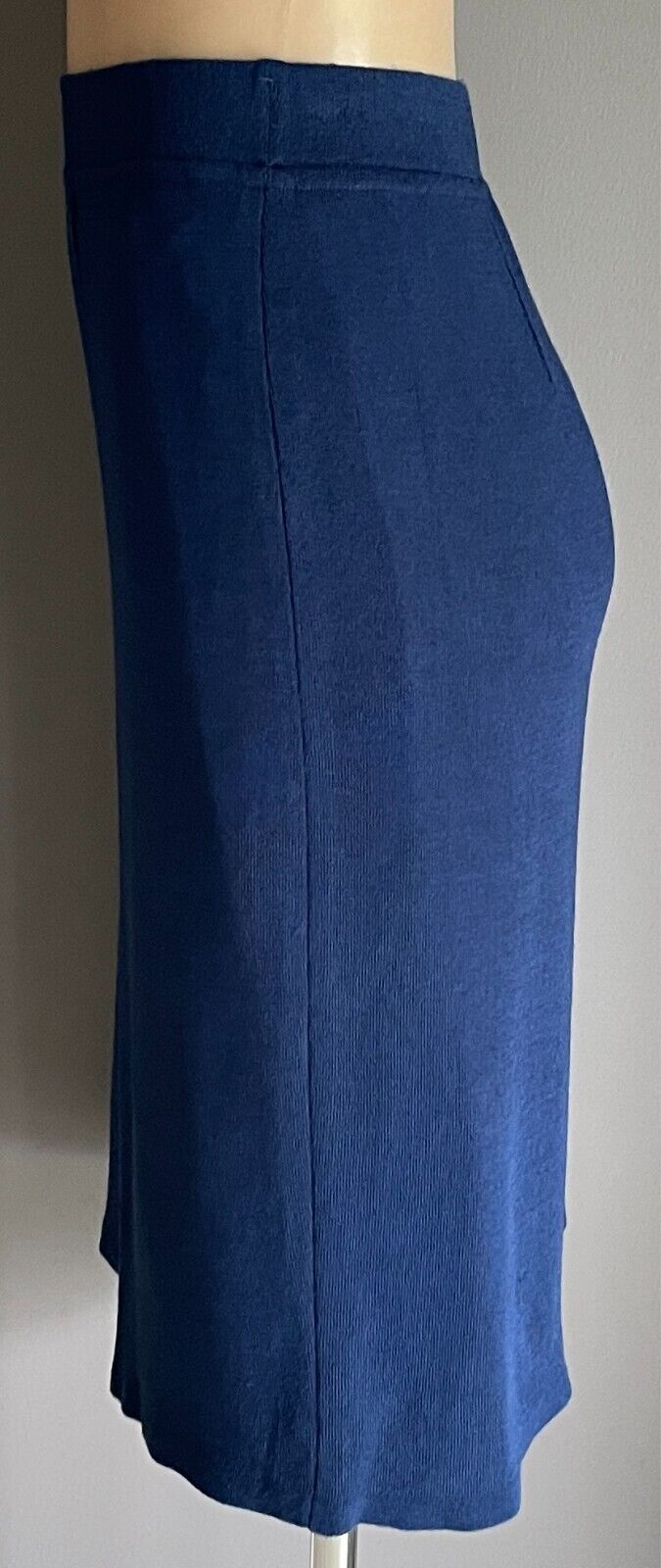 SPINELLI Blue Stretch Straight Skirt Elastic Waist Knee Length Size 16 Vintage