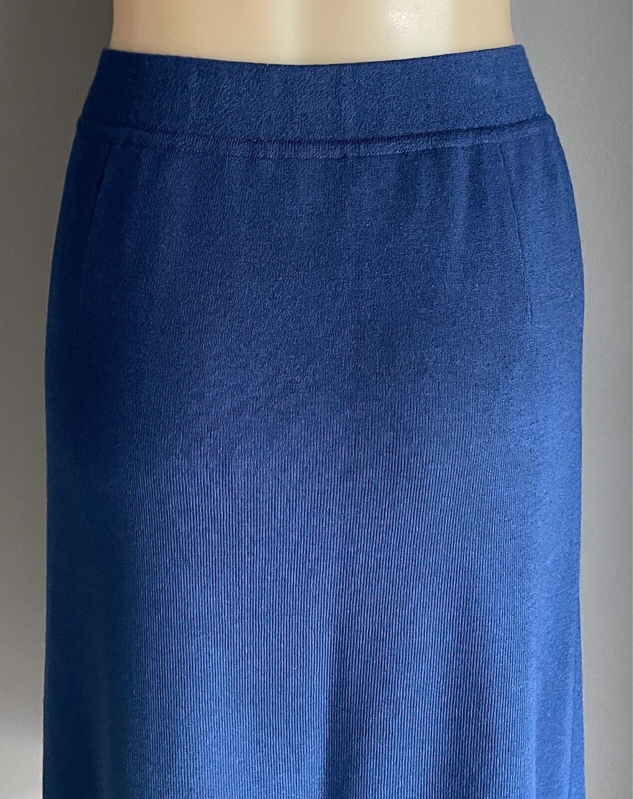SPINELLI Blue Stretch Straight Skirt Elastic Waist Knee Length Size 16 Vintage