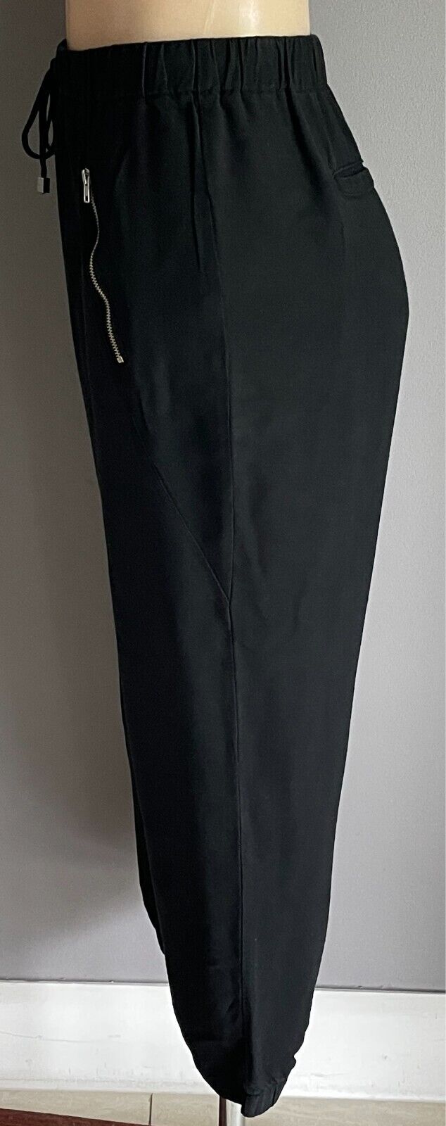 LITTLE LIES Black Pants Size 14 Jogger Style Elastic Waist Crop Length Pockets