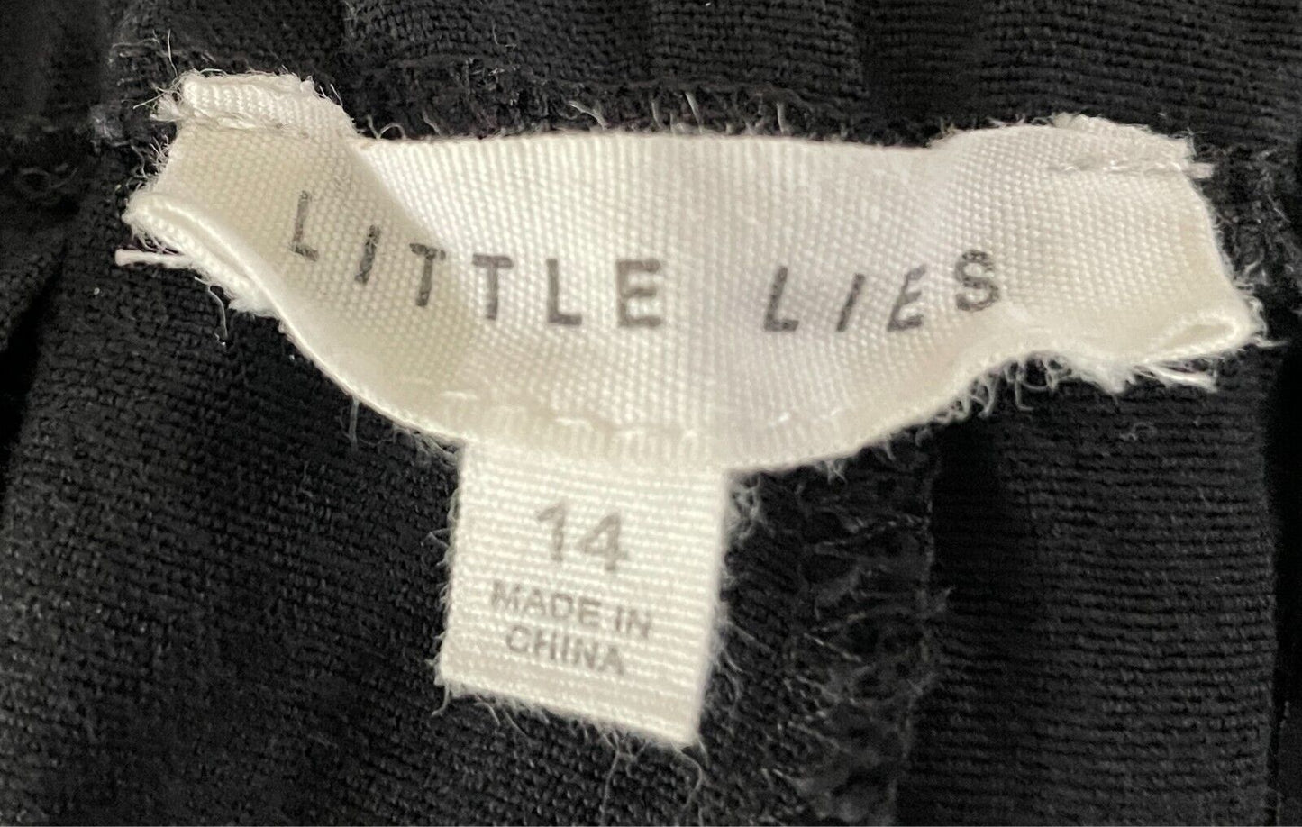 LITTLE LIES Black Pants Size 14 Jogger Style Elastic Waist Crop Length Pockets