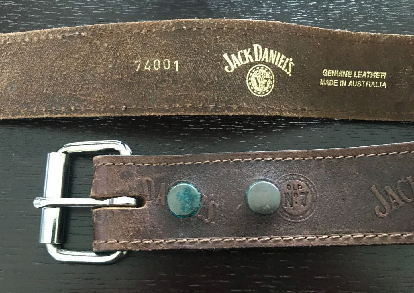 Mens LEATHER Belt Brown "Jack Daniels Old No 7 " Size XS To Fit Waist 68 - 80cm