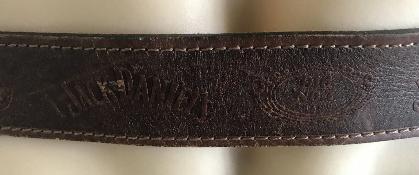 Mens LEATHER Belt Brown "Jack Daniels Old No 7 " Size XS To Fit Waist 68 - 80cm
