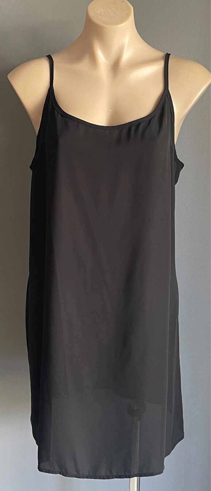 PIPER PETITES Slip Dress Black Sleeveless Short Length Size 14 Adjustable Straps