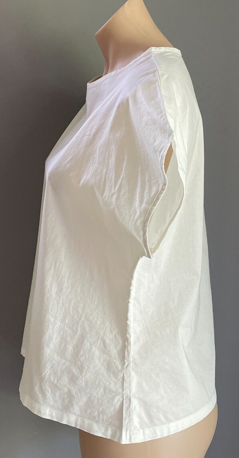 Vtg 70s ESSAYE Top White Blouse Cotton Light Extended Sleeve Size M 10 NEW