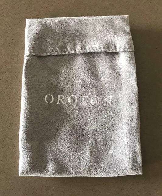 OROTON Jewellery Pouch Light Grey Suede Look Feel Keychain Dust Cover 16 x 11 cm