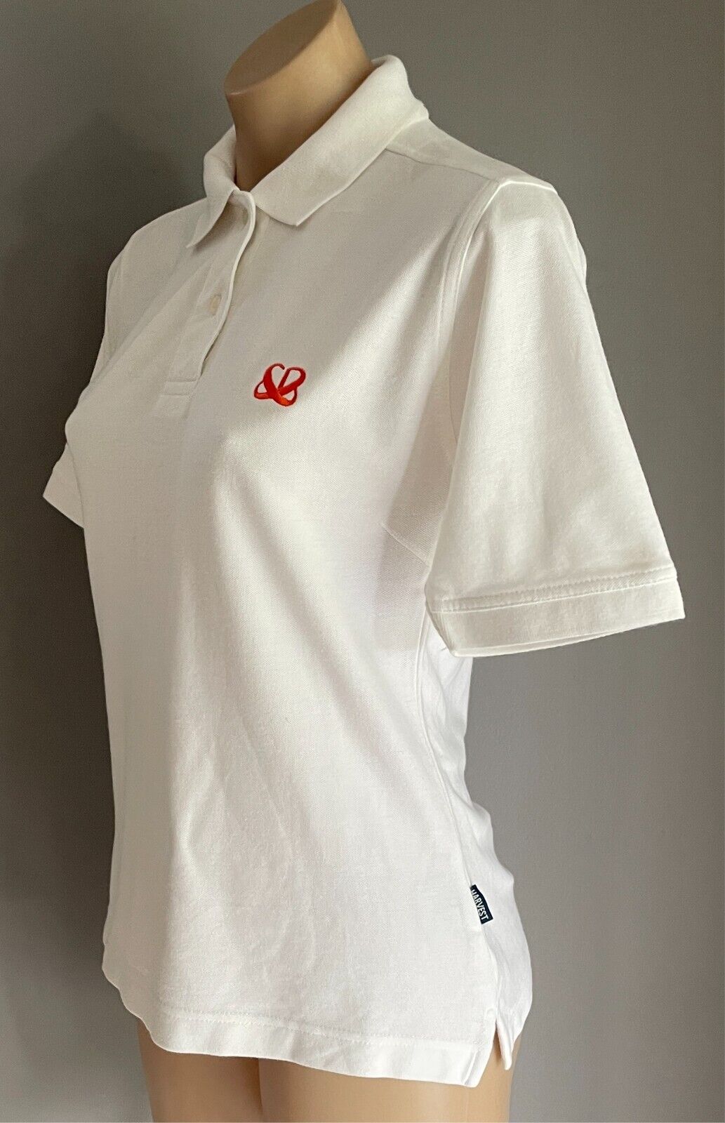 JAMES HARVEST Sportswear Polo Shirt Womens Size S 10 White Babcock & Brown Logo