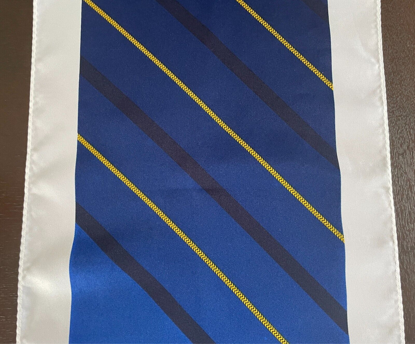 Scarf "Celebrating 100 Years of Rotary" White Blue Black Gold Print Rectangle