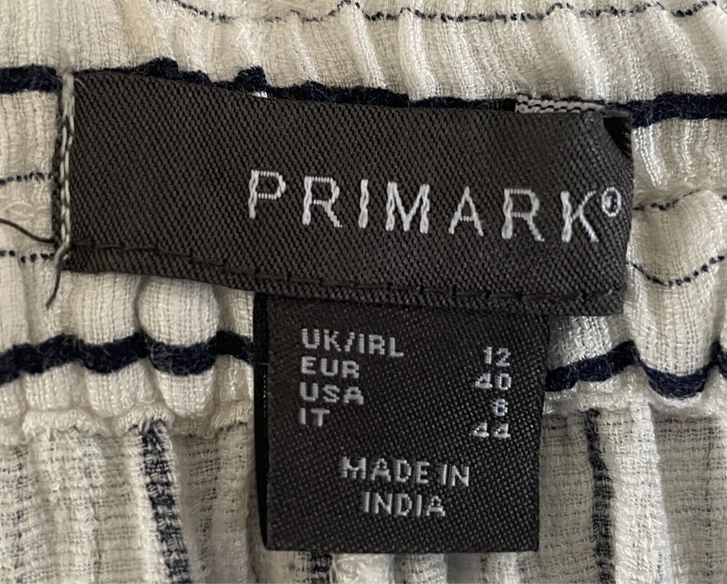 PRIMARK Skirt Navy & White Stripe Maxi Size 12 Button Front Elastic Tie Waist