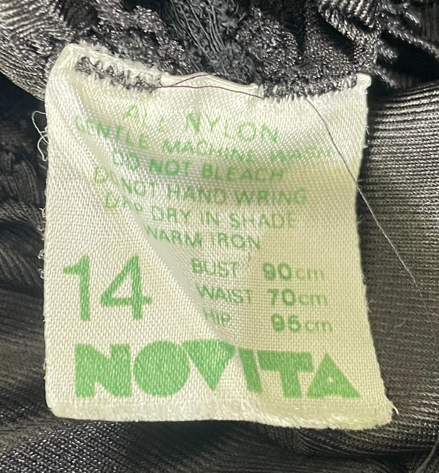 NOVITA Chemise BabyDoll Black With Lace Trim Sleeveless Size 14 Nylon Sexy