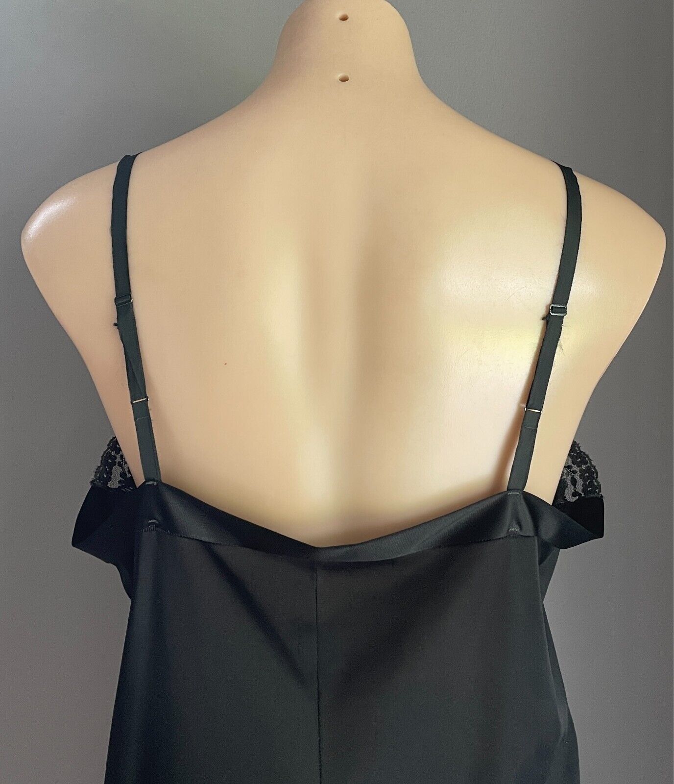 OSTI Satin Star Vintage Petticoat Black Bri-Nylon Lace Trim Full Slip Size 16