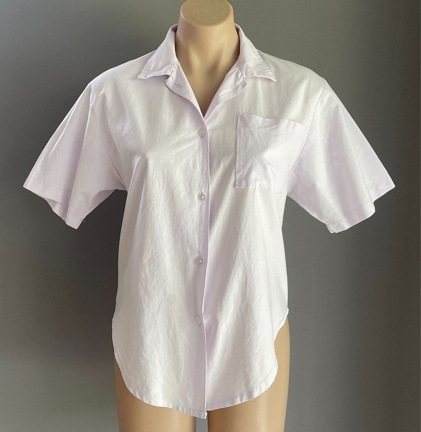 Mauve Short Sleeve Button Front Shirt Size 8 Short Sleeves Cotton Fabric