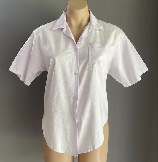 Mauve Short Sleeve Button Front Shirt Size 8 Short Sleeves Cotton Fabric