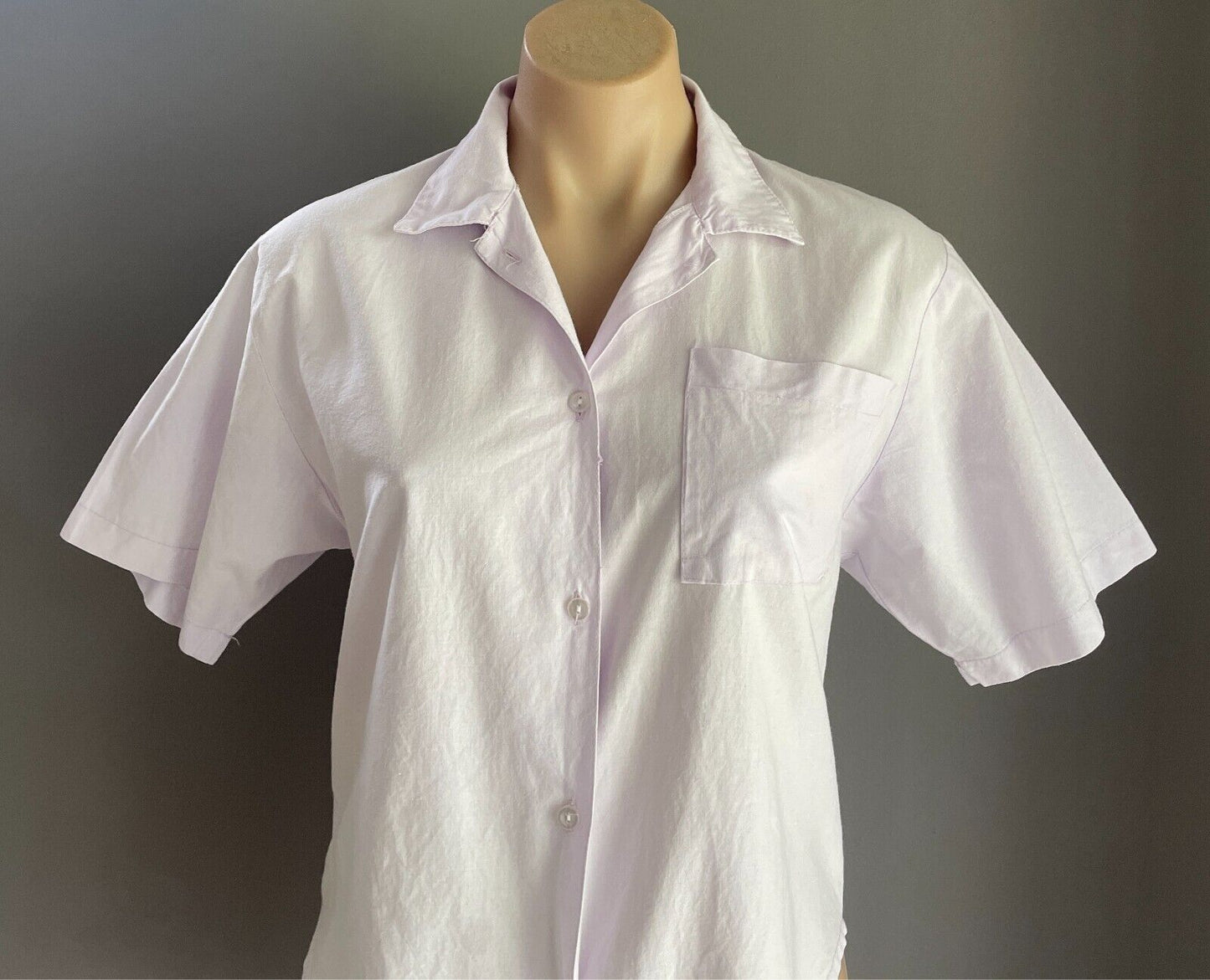 Mauve Short Sleeve Button Front Shirt Size 8 Short Sleeves Cotton Fabric