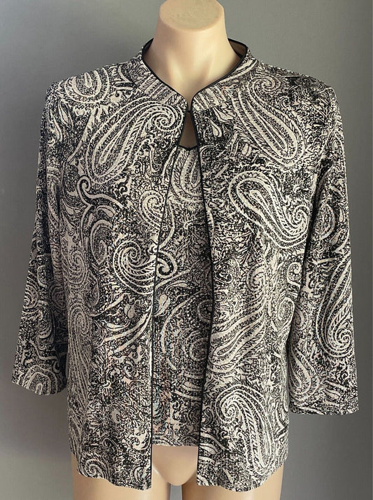 NONI Set Camisole & Jacket Twin Set Size S Paisley Taupe/Black/White/Glitter
