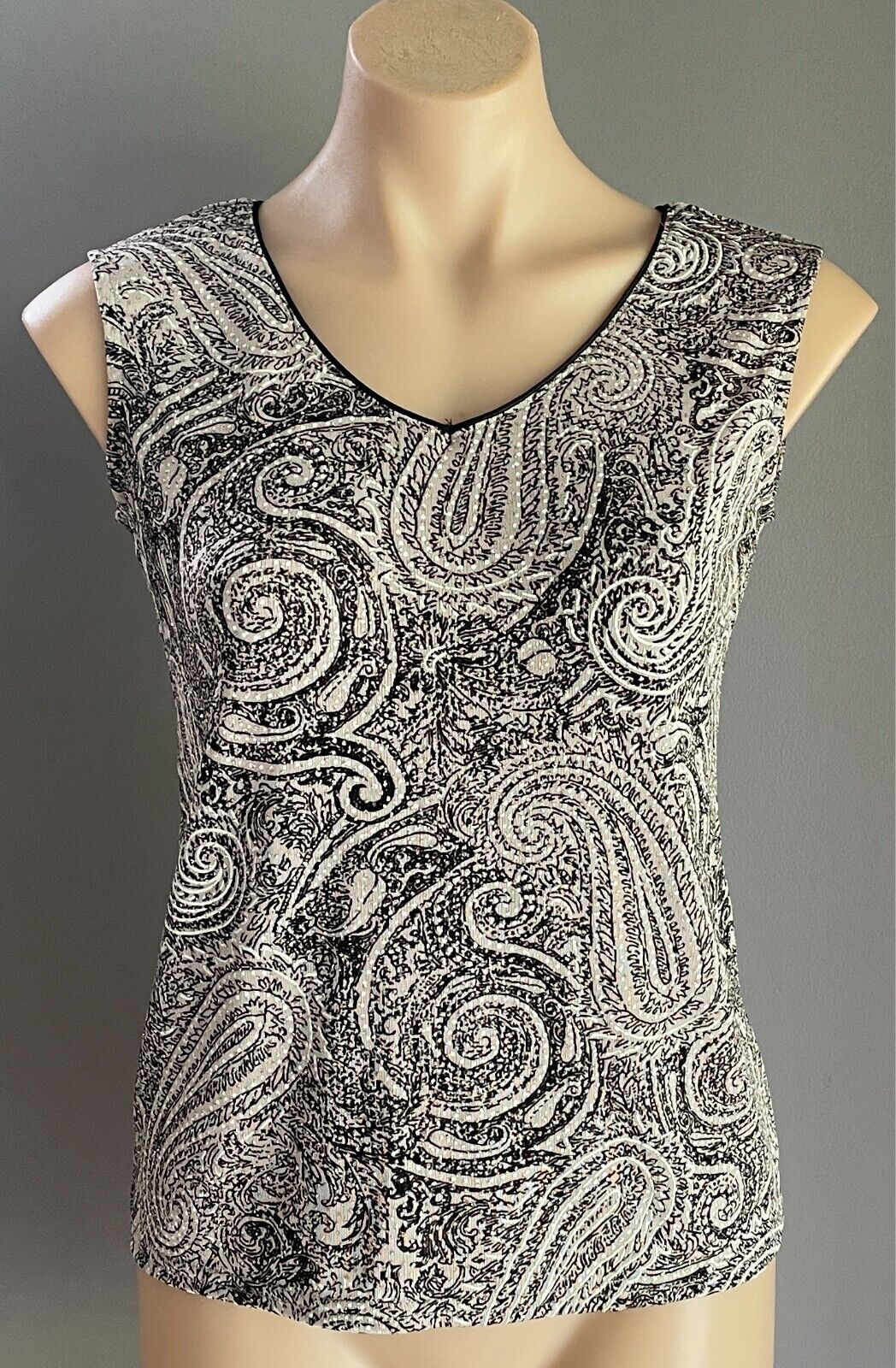 NONI Set Camisole & Jacket Twin Set Size S Paisley Taupe/Black/White/Glitter