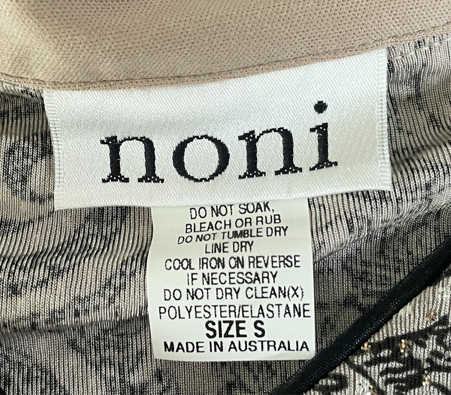 NONI Set Camisole & Jacket Twin Set Size S Paisley Taupe/Black/White/Glitter