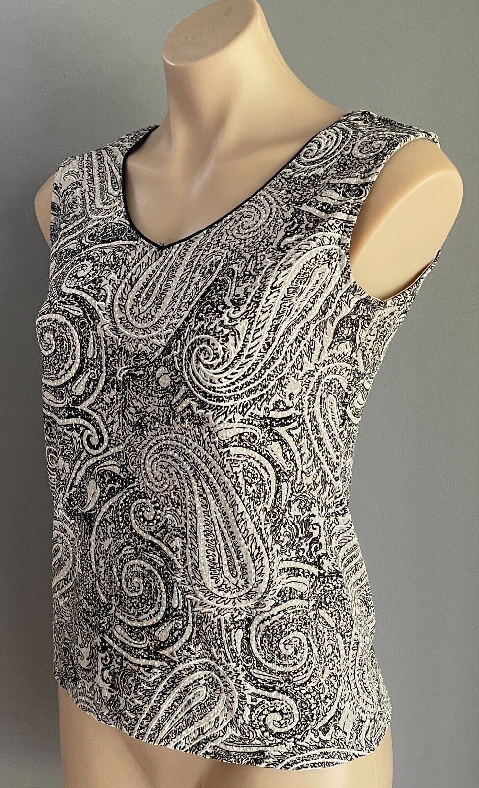 NONI Set Camisole & Jacket Twin Set Size S Paisley Taupe/Black/White/Glitter