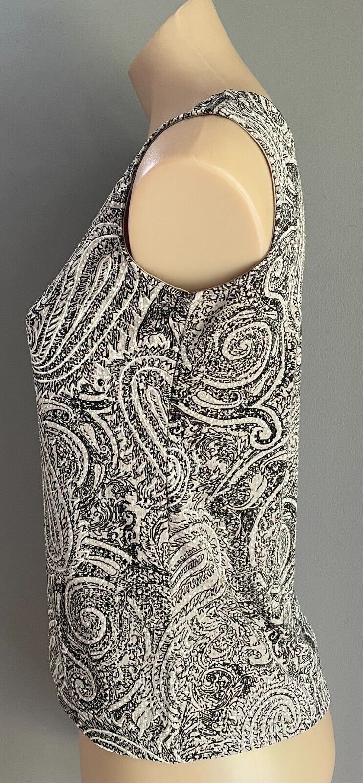 NONI Set Camisole & Jacket Twin Set Size S Paisley Taupe/Black/White/Glitter