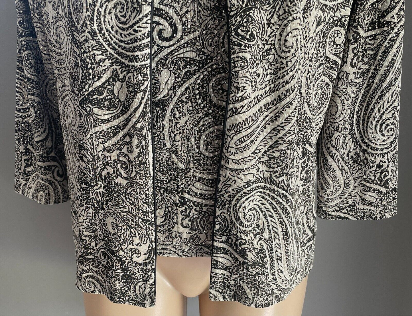 NONI Set Camisole & Jacket Twin Set Size S Paisley Taupe/Black/White/Glitter