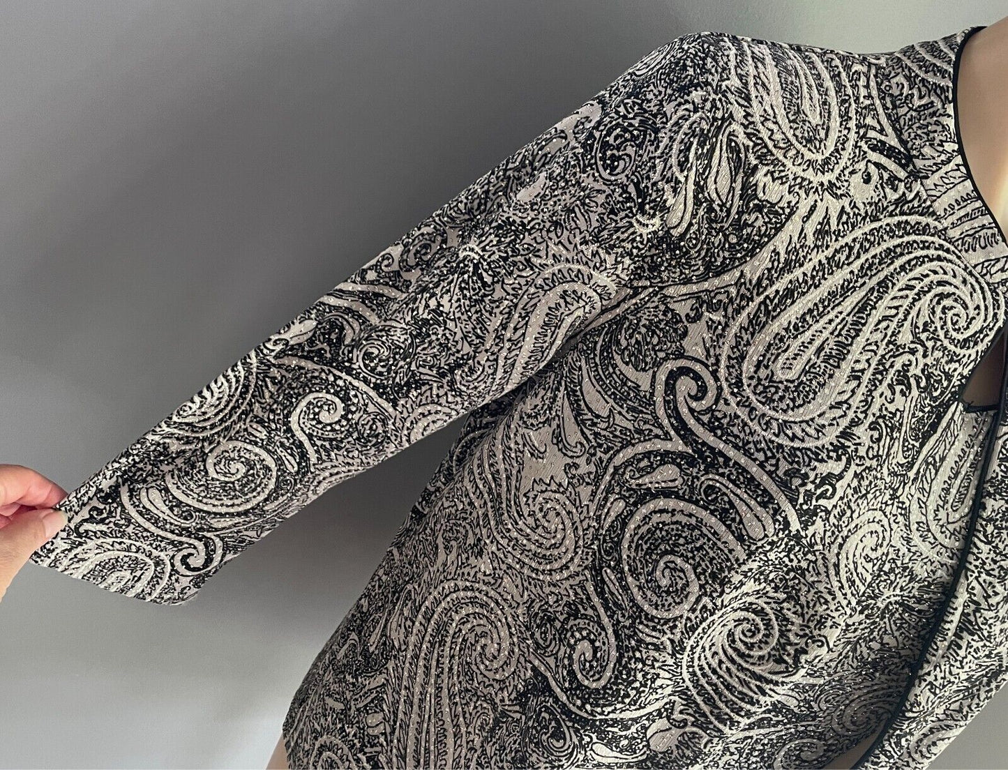 NONI Set Camisole & Jacket Twin Set Size S Paisley Taupe/Black/White/Glitter