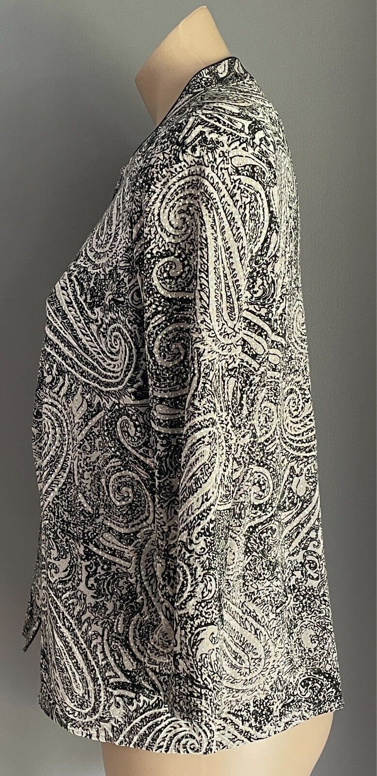 NONI Set Camisole & Jacket Twin Set Size S Paisley Taupe/Black/White/Glitter