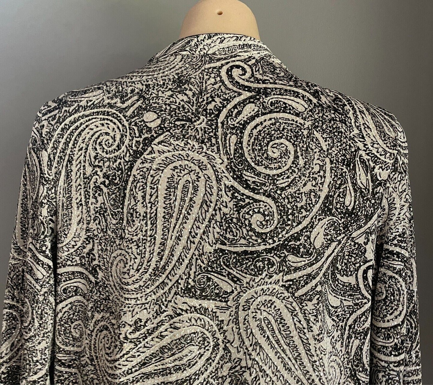 NONI Set Camisole & Jacket Twin Set Size S Paisley Taupe/Black/White/Glitter