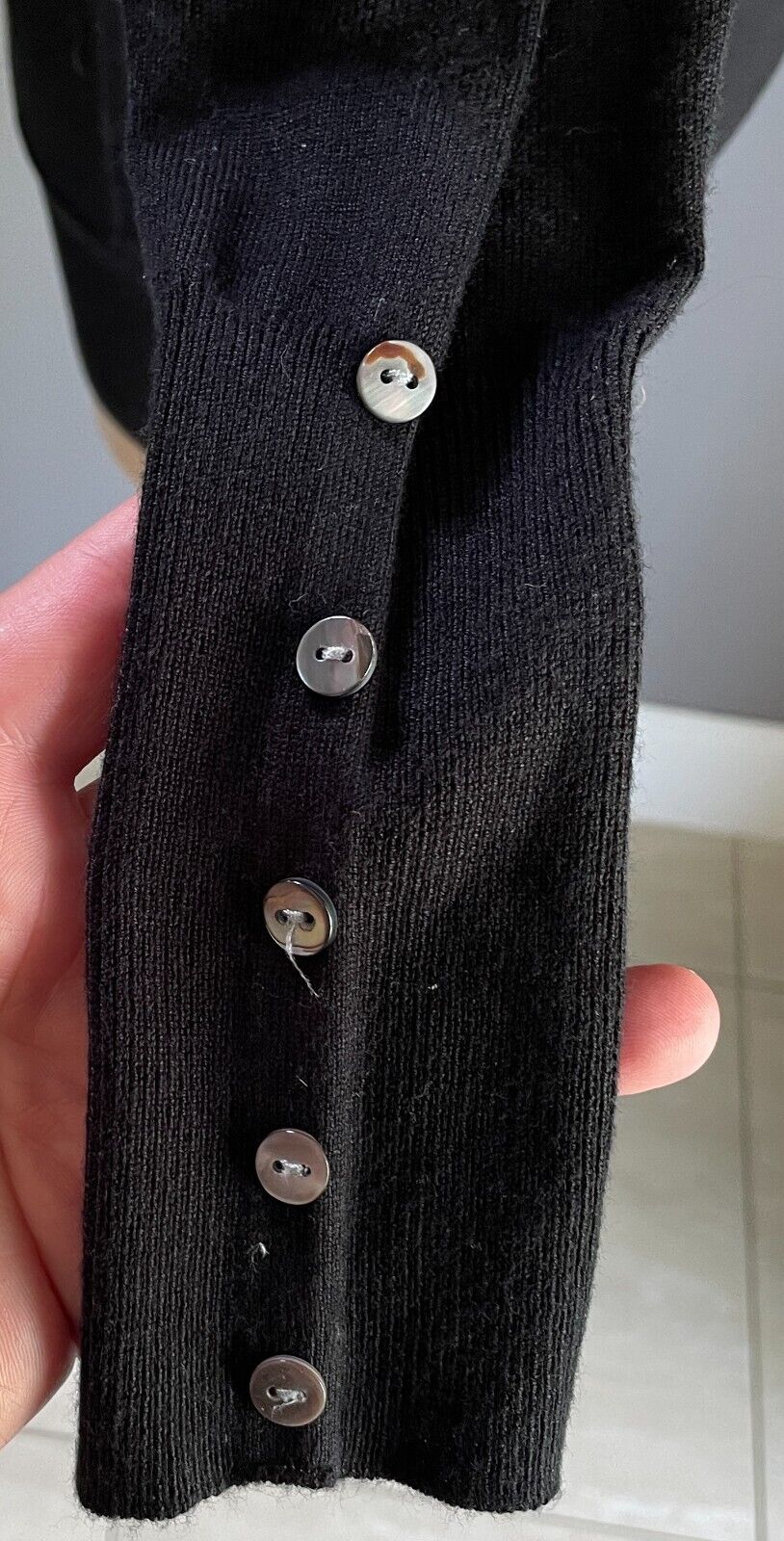 AVOCADO Knit Cardigan Black Button Front Thin Size 12 Long Sleeves Button Trim
