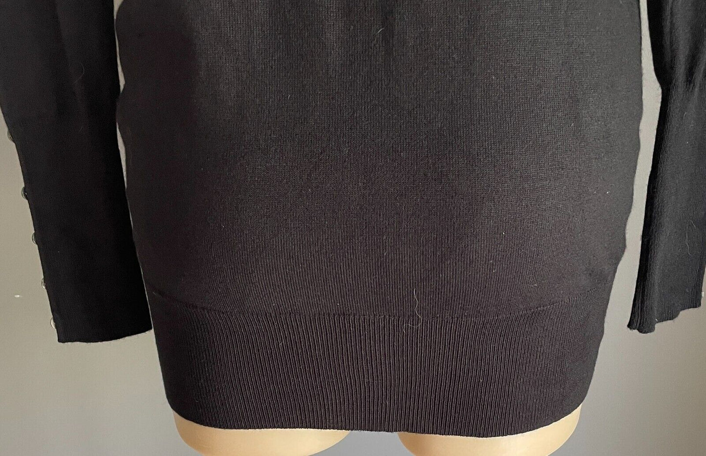 AVOCADO Knit Cardigan Black Button Front Thin Size 12 Long Sleeves Button Trim