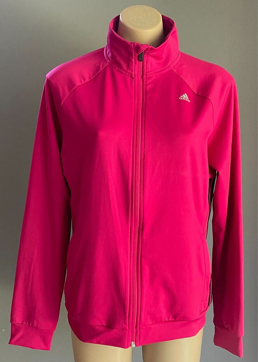 ADIDAS Climalite Jacket Deep Pink Moisture Wicking Size M Sleeves Zip Front NWT