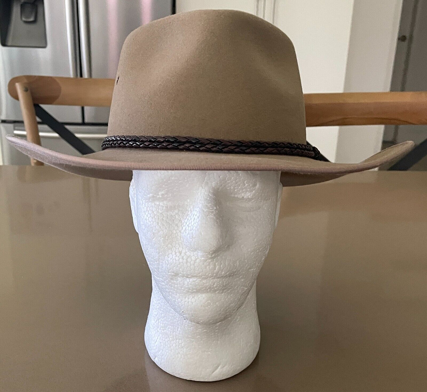 THE AUSSIE HAT CO. Akubra Bushmans Hat Camel Pure Fur Felt Leather Sze S 54/55cm