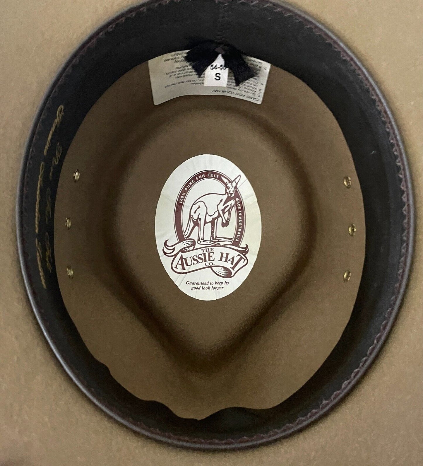 THE AUSSIE HAT CO. Akubra Bushmans Hat Camel Pure Fur Felt Leather Sze S 54/55cm