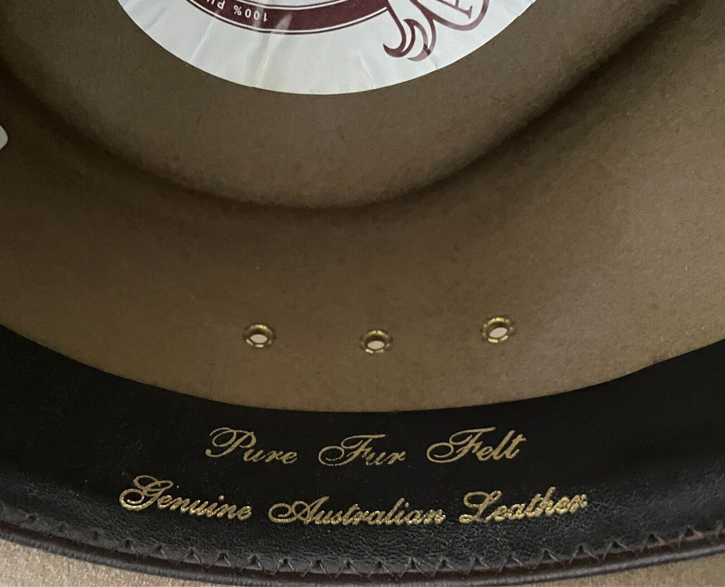 THE AUSSIE HAT CO. Akubra Bushmans Hat Camel Pure Fur Felt Leather Sze S 54/55cm
