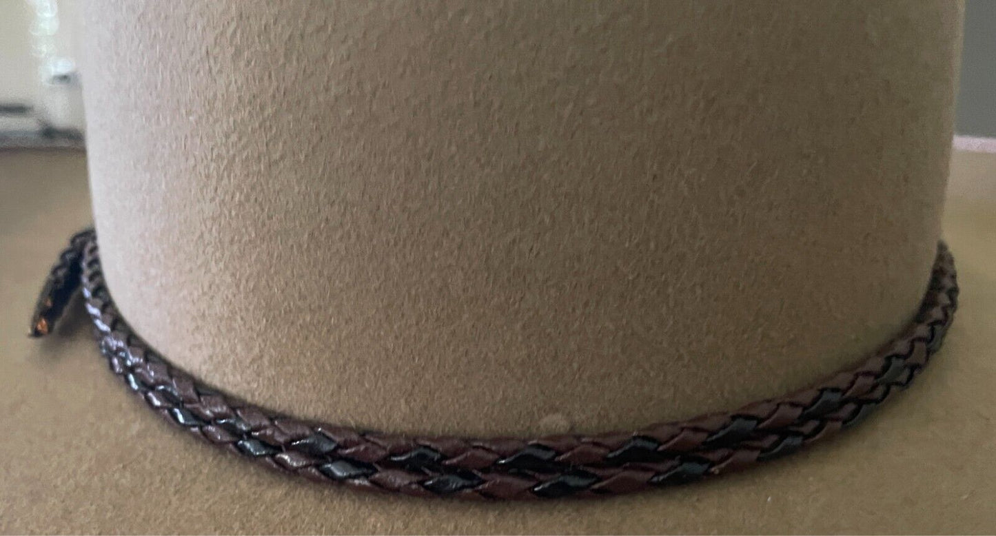 THE AUSSIE HAT CO. Akubra Bushmans Hat Camel Pure Fur Felt Leather Sze S 54/55cm