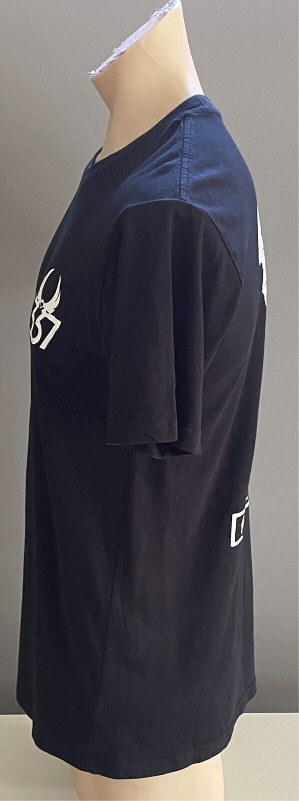 Black T-Shirt With White Graphic Print Short Sleeves Mens Size M Japanese Print