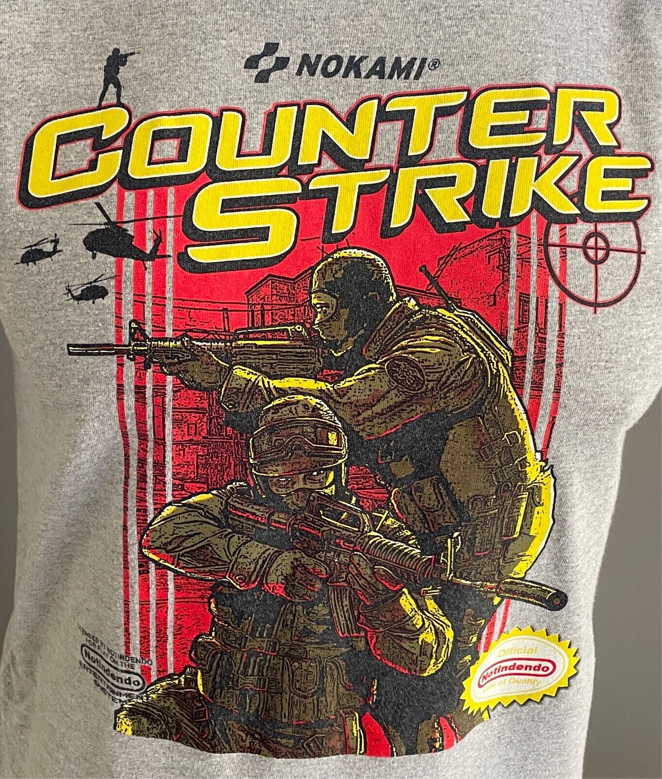 Vintage NINTENDO Game Nokami Counter Strike T-Shirt Size XL Grey With Print 2011