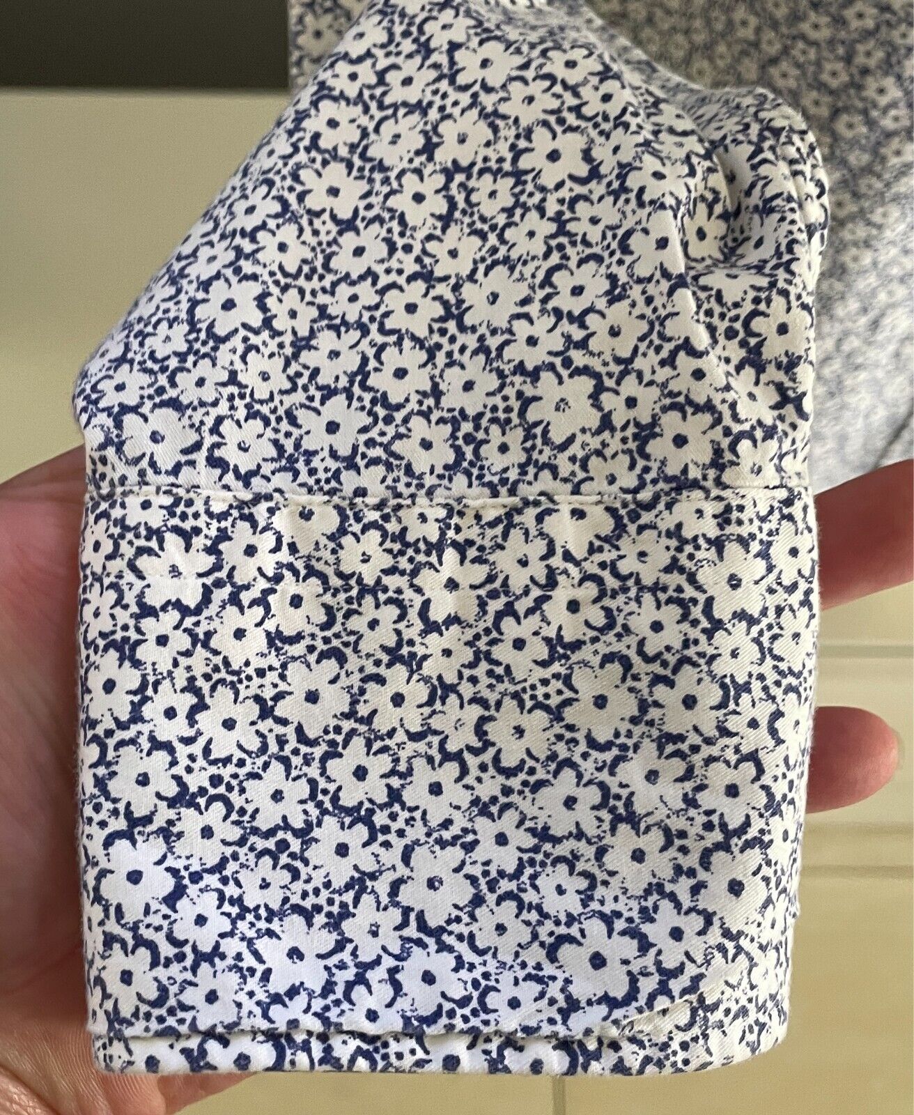 MJB M J BALE White Blue Floral Print Shirt Mens Size M Long Sleeve Cotton