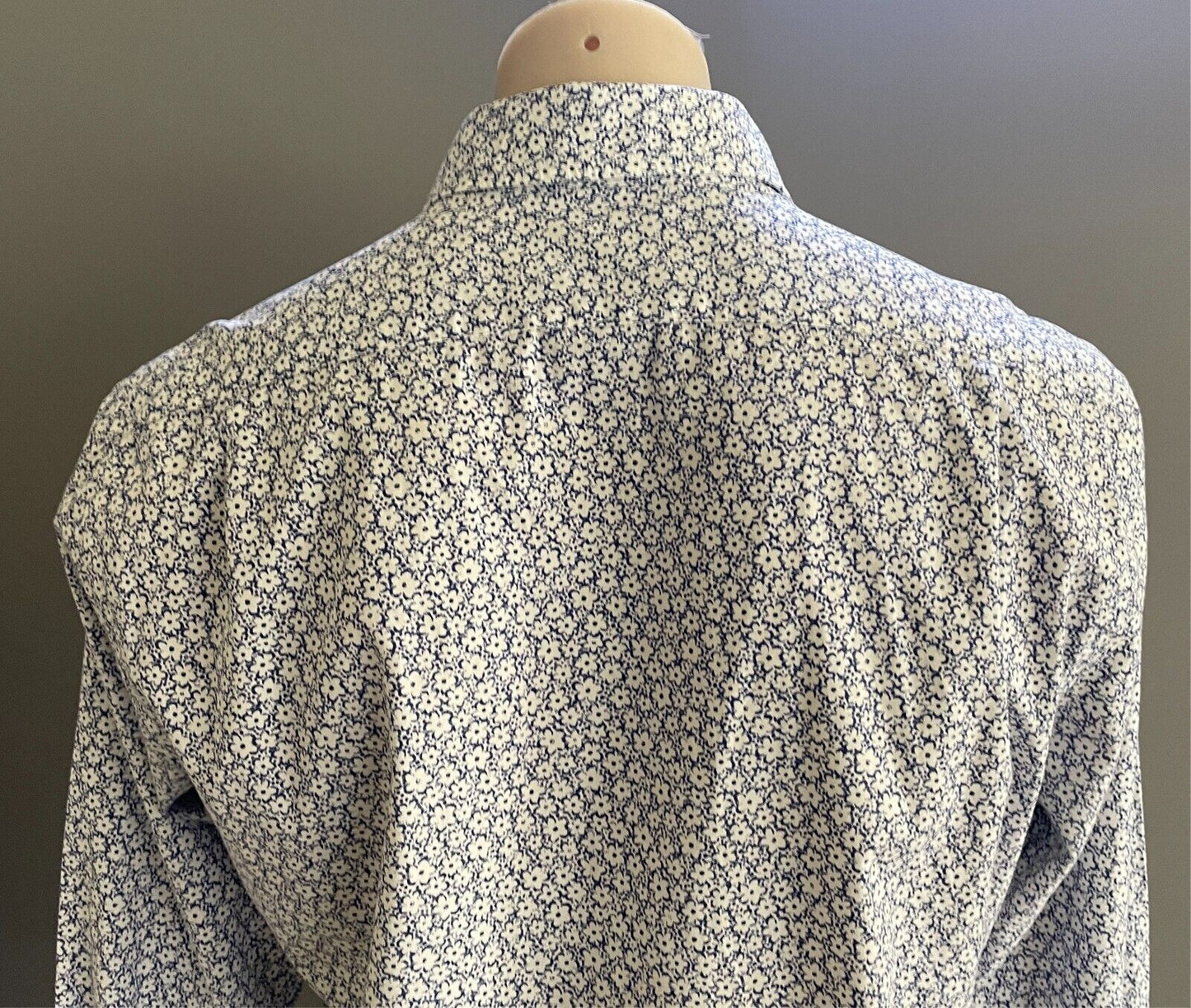 MJB M J BALE White Blue Floral Print Shirt Mens Size M Long Sleeve Cotton