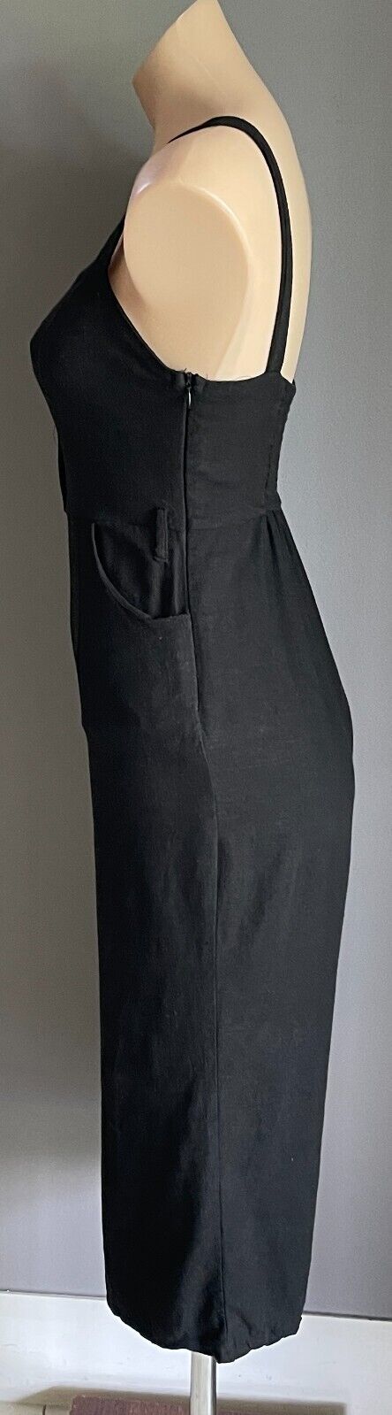 ALLY Jumpsuit Black Cropped Size 10 Straight Leg Sleeveless Shirred Bodice