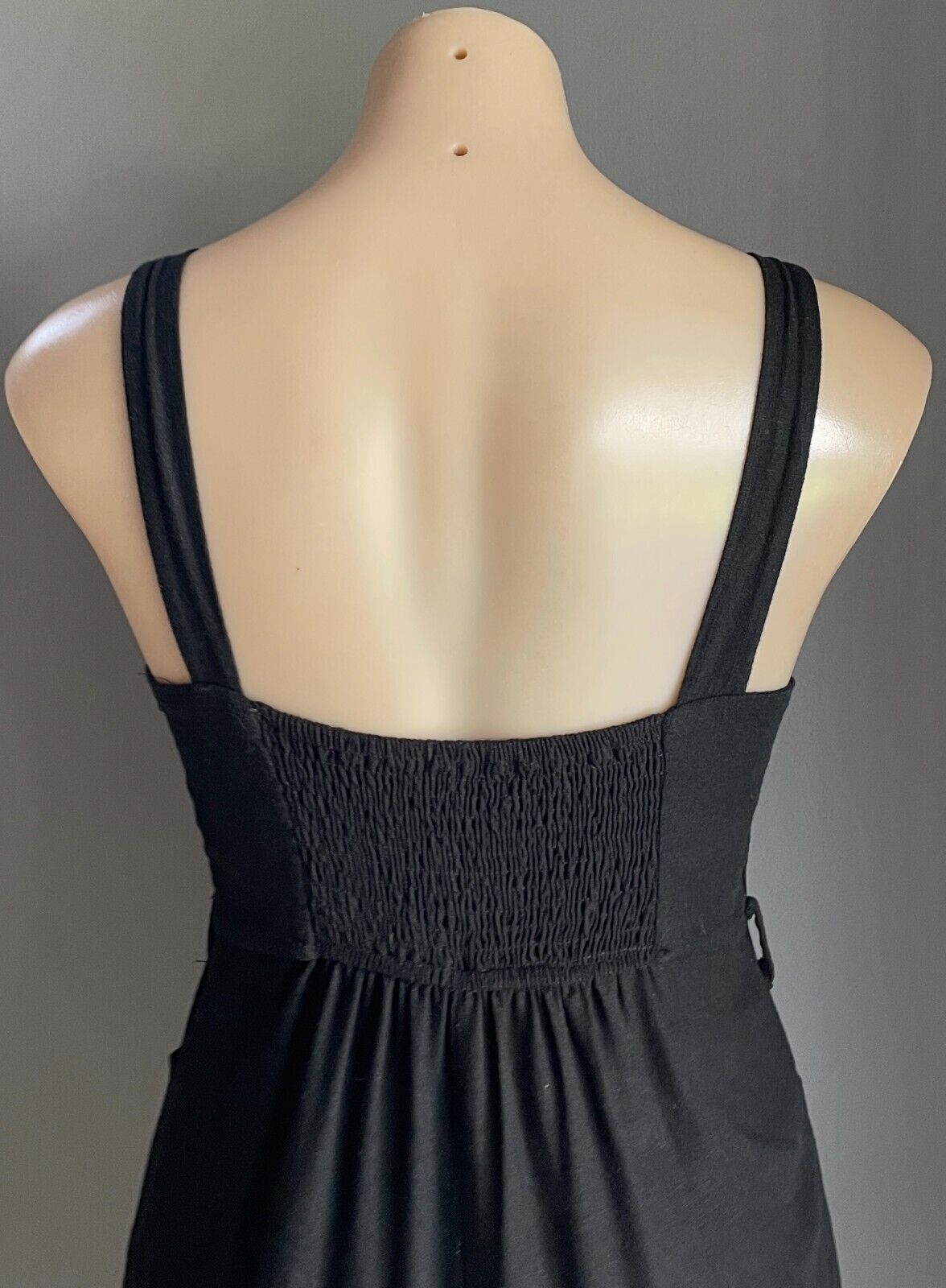 ALLY Jumpsuit Black Cropped Size 10 Straight Leg Sleeveless Shirred Bodice