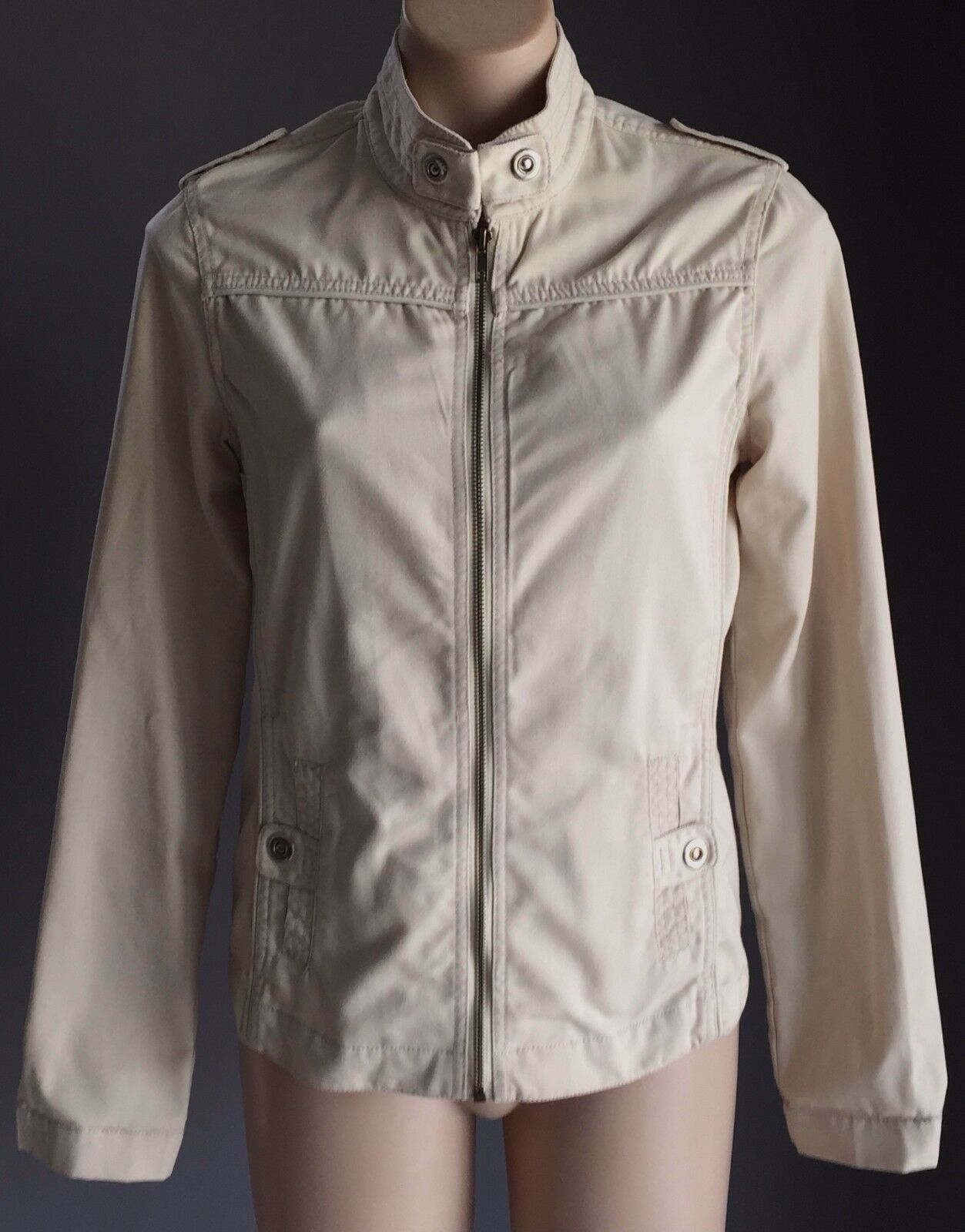 ALLY FASHION Beige Utility Style Long Sleeve Zip Up Jacket Ladies Size 10 NEW