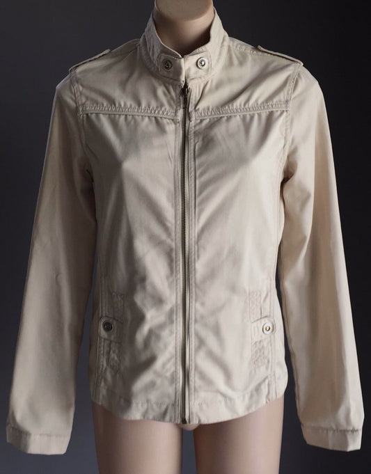 ALLY FASHION Beige Utility Style Long Sleeve Zip Up Jacket Ladies Size 10 NEW