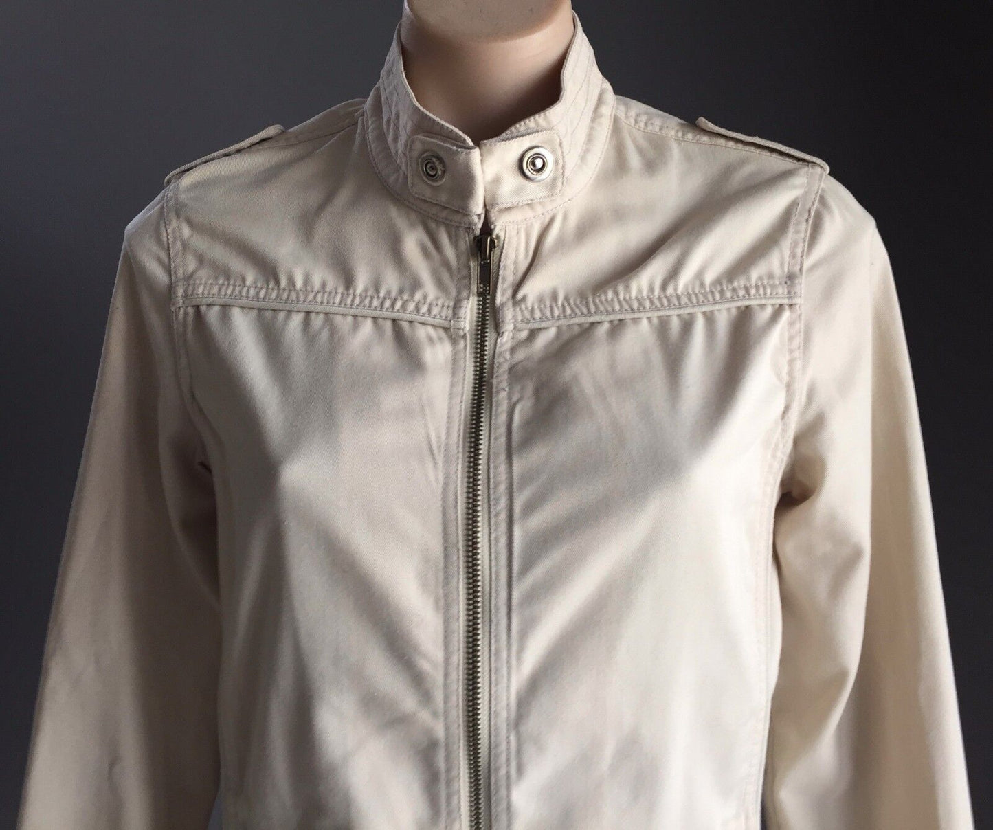 ALLY FASHION Beige Utility Style Long Sleeve Zip Up Jacket Ladies Size 10 NEW