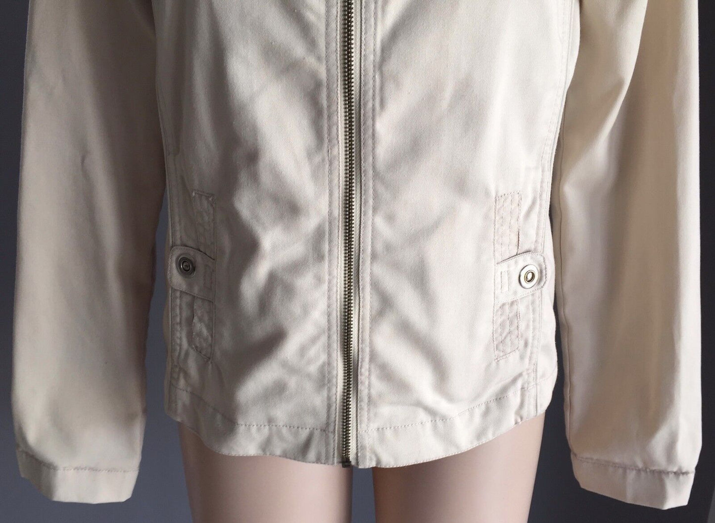 ALLY FASHION Beige Utility Style Long Sleeve Zip Up Jacket Ladies Size 10 NEW
