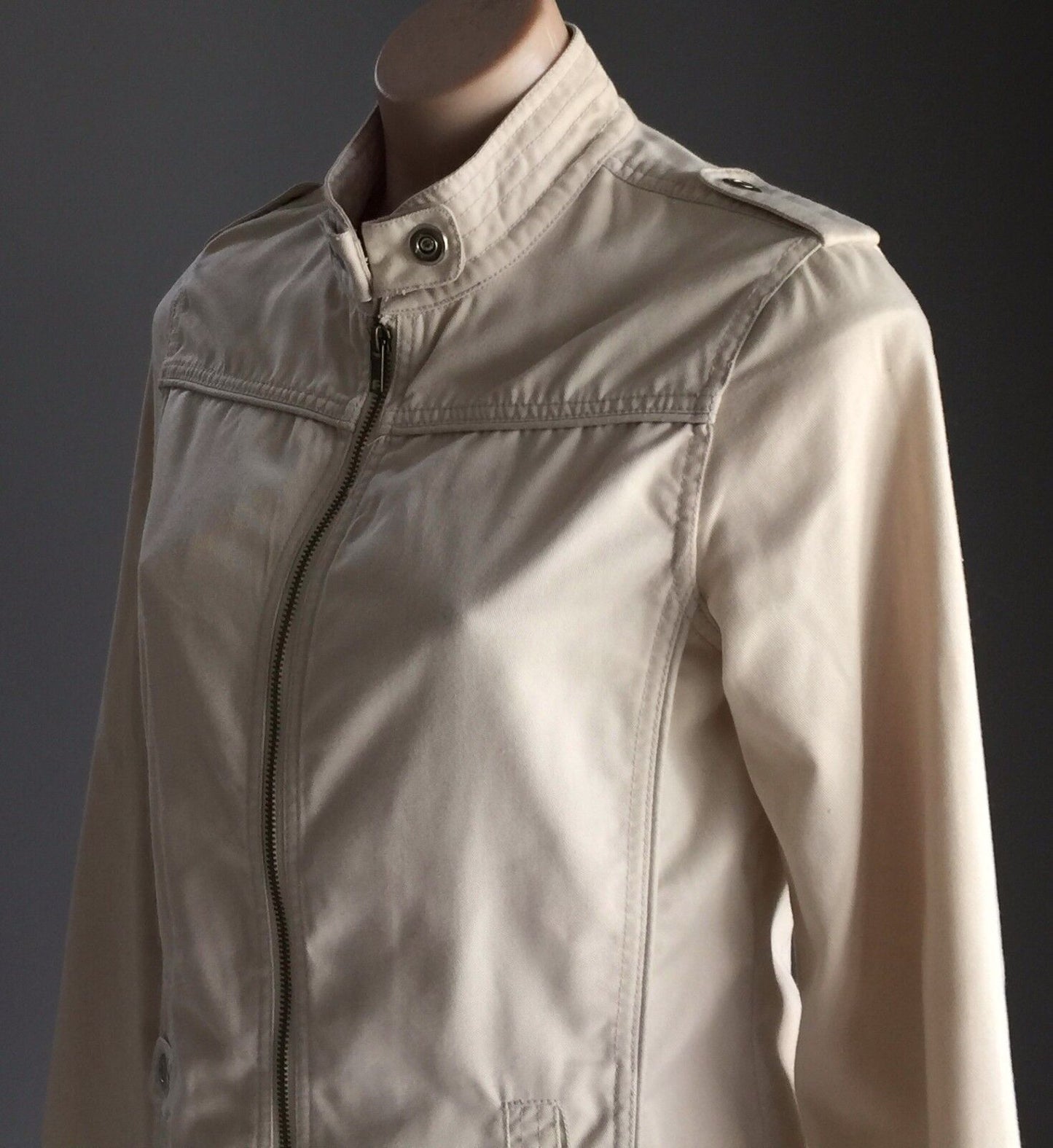 ALLY FASHION Beige Utility Style Long Sleeve Zip Up Jacket Ladies Size 10 NEW