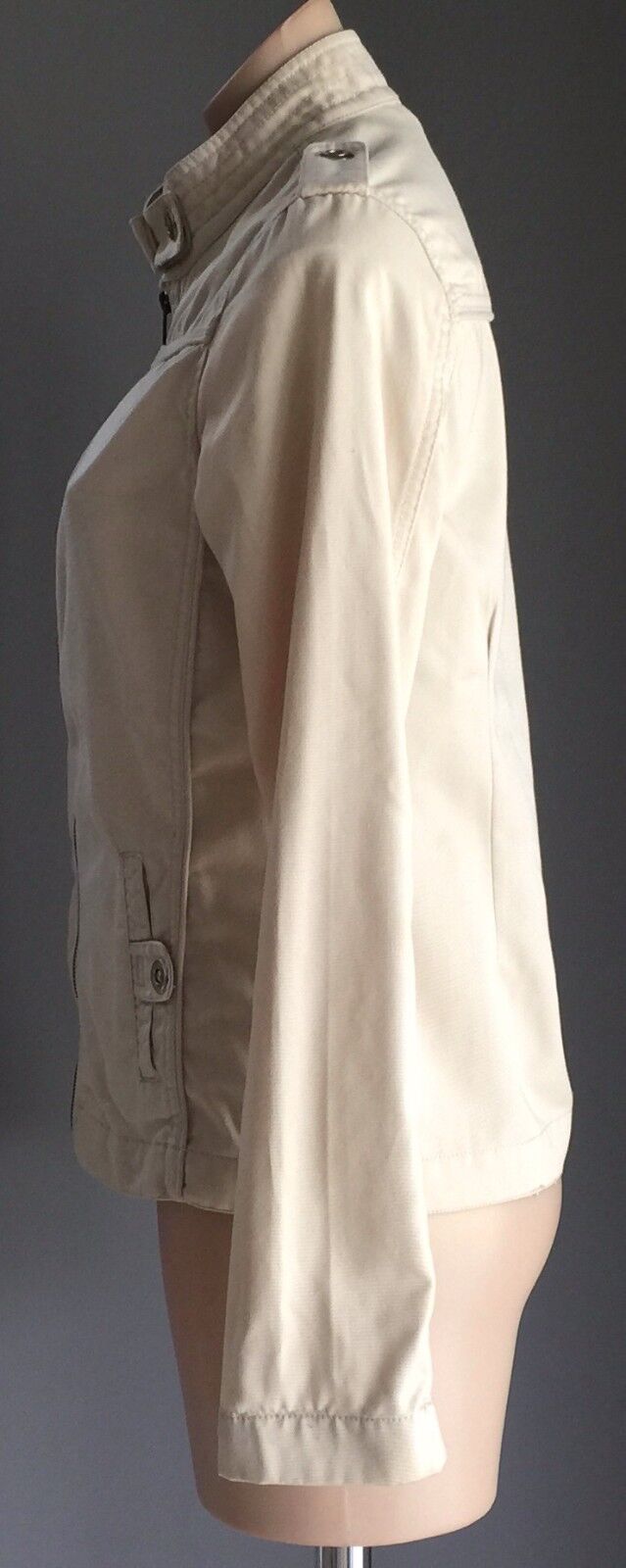ALLY FASHION Beige Utility Style Long Sleeve Zip Up Jacket Ladies Size 10 NEW