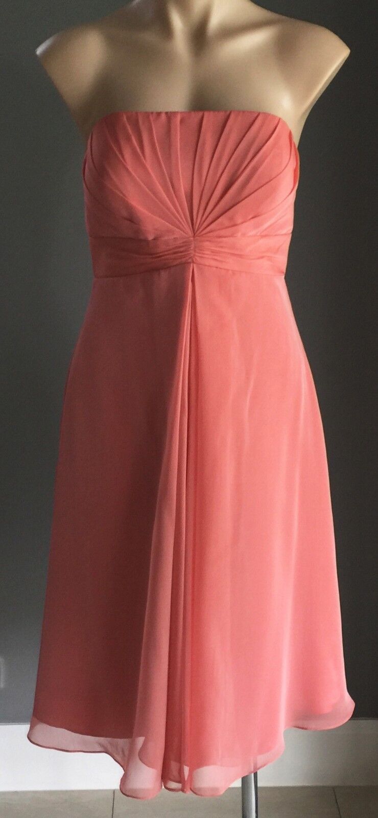 ANGELINE Strapless Dress Empire Waist Coral Knee Length Size 14 NEW