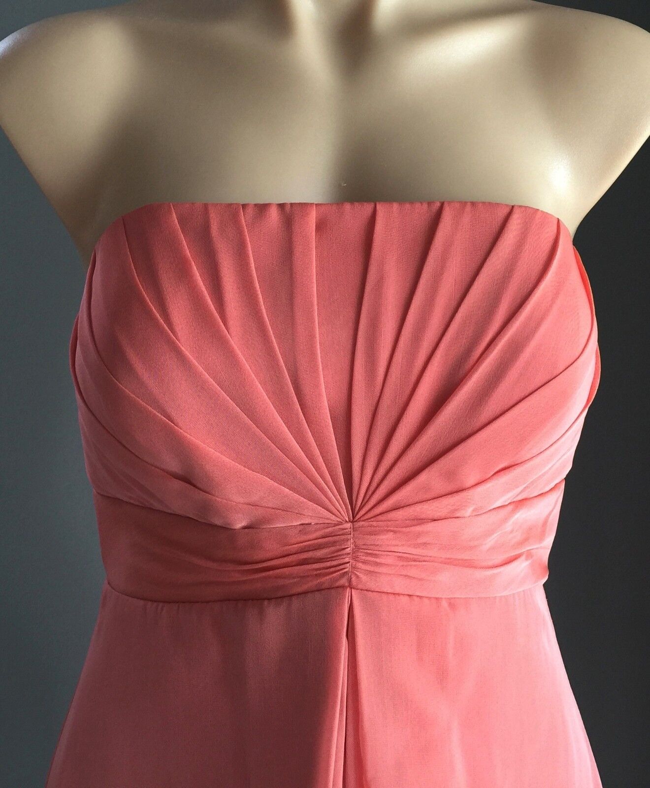 ANGELINE Strapless Dress Empire Waist Coral Knee Length Size 14 NEW